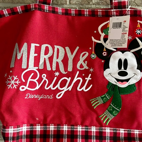 Disney Merry and Bright Mickey Mouse Red Tote Bag - Picture 3 of 6